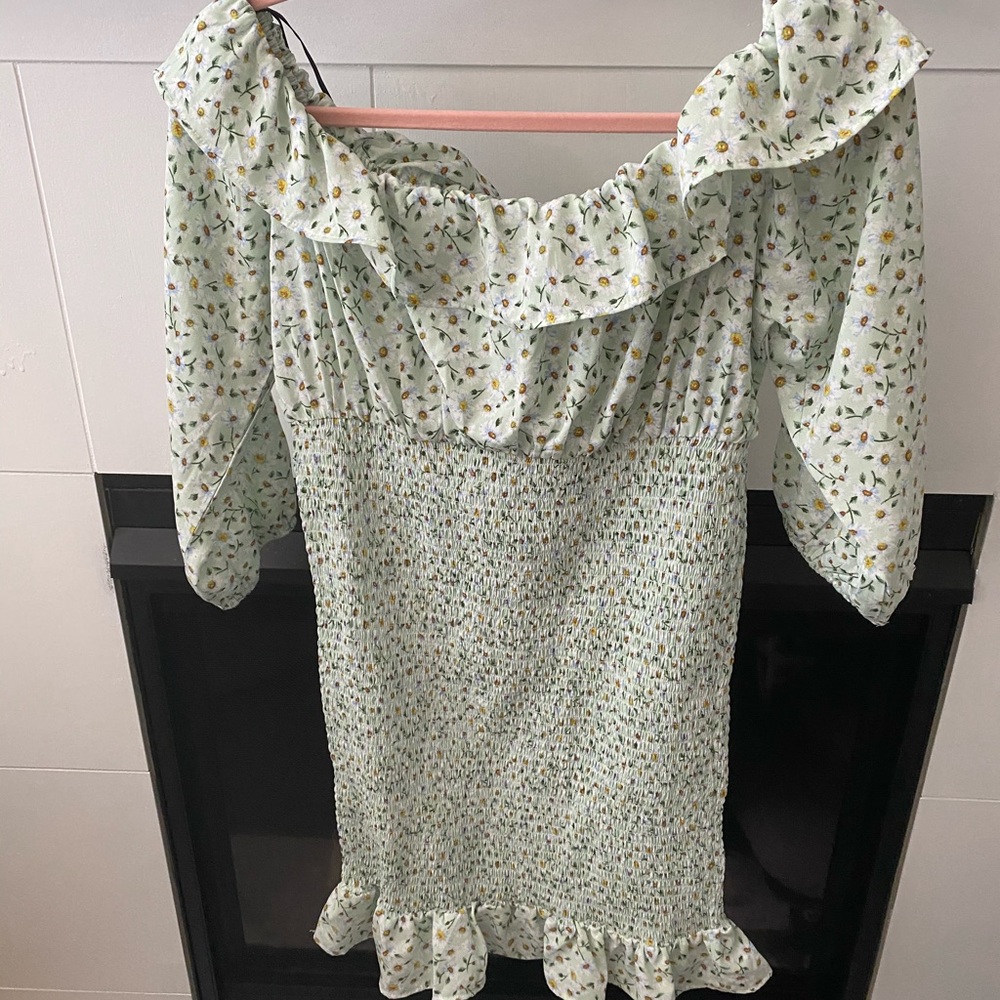 Mint Green Smocked Mini Dress